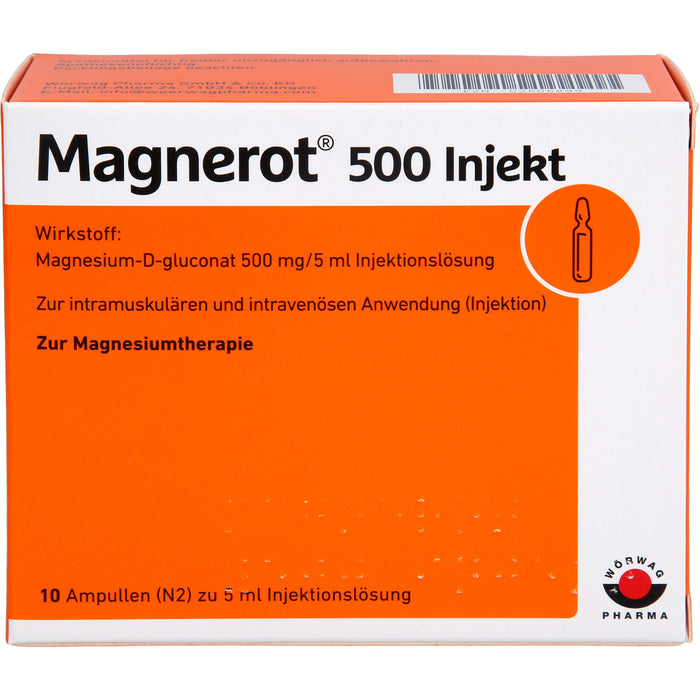 Magnerot 500 Injekt zur intramuskulären und intravenösen Anwendung, 10 pc Ampoules