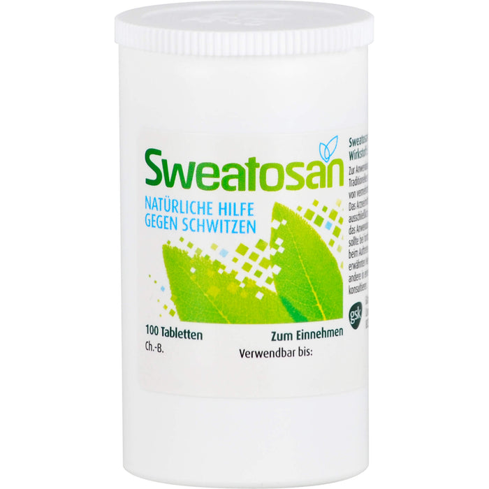 Sweatosan Tabletten natürliche Hilfe gegen Schwitzen, 100 pc Tablettes