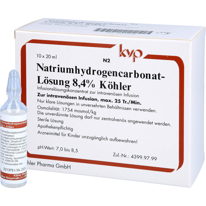 Natriumhydrogencarbonat-Lösung 8,4 % Köhler Ampullen, 10X20 ml INF