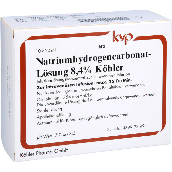 Natriumhydrogencarbonat-Lösung 8,4 % Köhler Ampullen, 10X20 ml INF