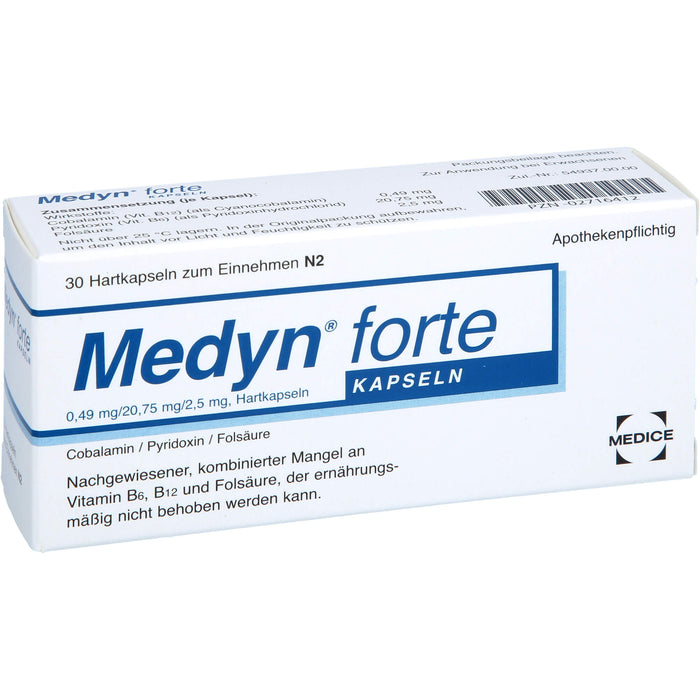 Medyn forte Kapseln bbei nachgewiesener, kombinierter Mangel an B6, B12 und Folsäure, 30 pc Capsules