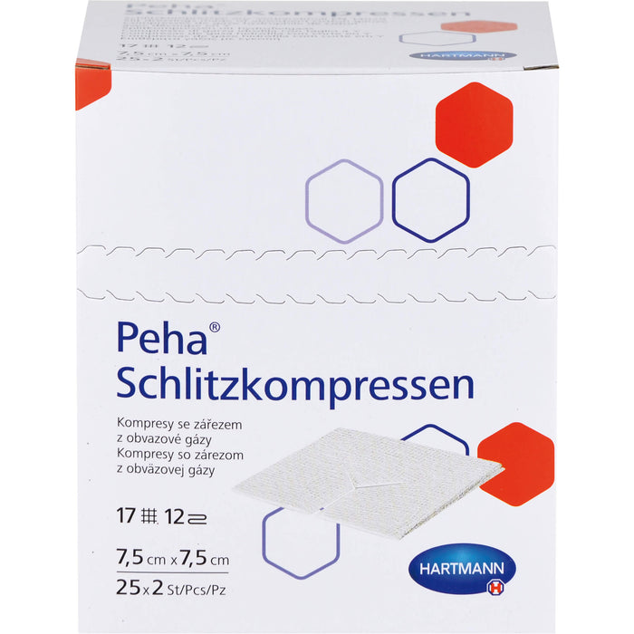 Peha Schlitzkompressen steril 7,5 x 7,5 cm, 50 St. Kompressen