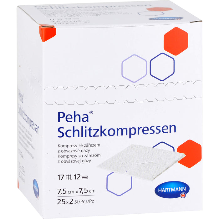 Peha Schlitzkompressen steril 7,5 x 7,5 cm, 50 St. Kompressen