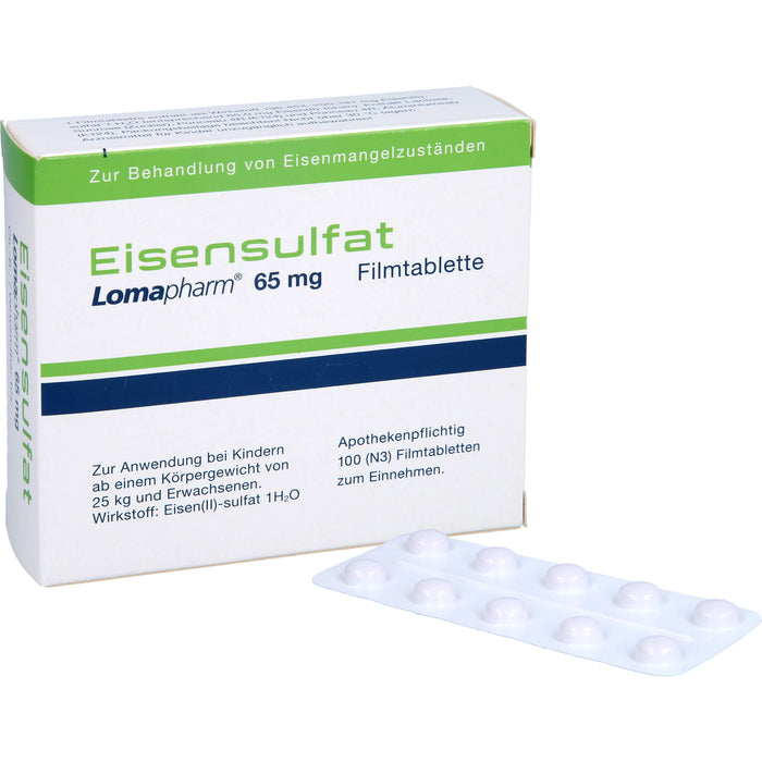 Eisensulfat Lomapharm 65 mg Filmtabletten, 100 pc Tablettes