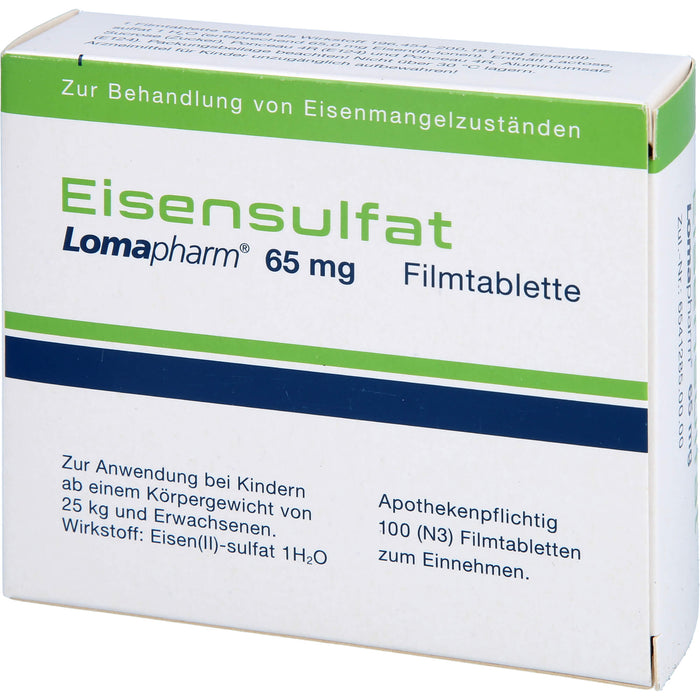 Eisensulfat Lomapharm 65 mg Filmtabletten, 100 pcs. Tablets