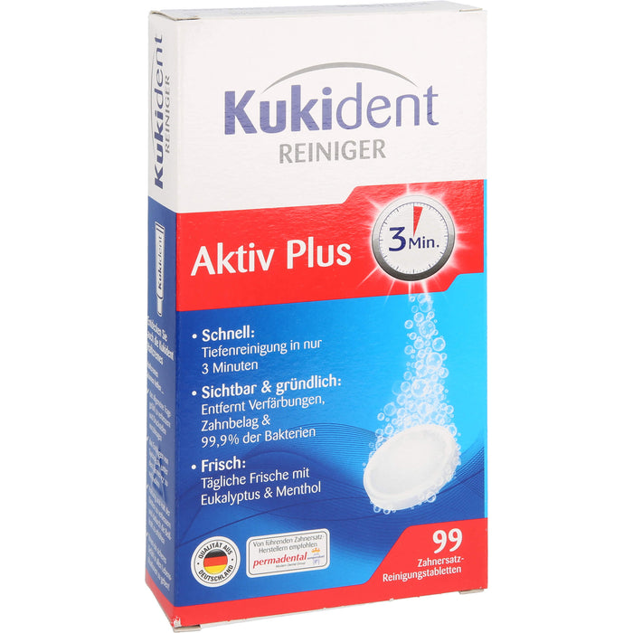 Kukident Aktiv Plus Zahnersatz-Reinigungstabletten, 99 pc Tablettes