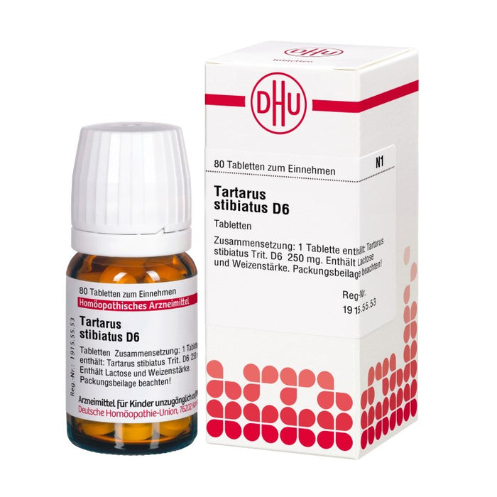 Tartarus stibiatus D6 DHU Tabletten, 80 St. Tabletten