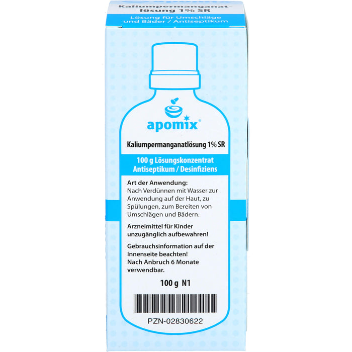 apomix Kaliumpermanganat Lösung 1% SR Antiseptikum für Umschläge und Bäder, 100 ml Solution