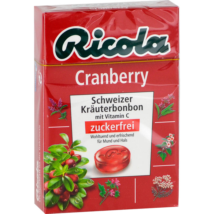 Ricola Schweizer Kräuterbonbons Box Cranberry ohne Zucker, 50 g Candies