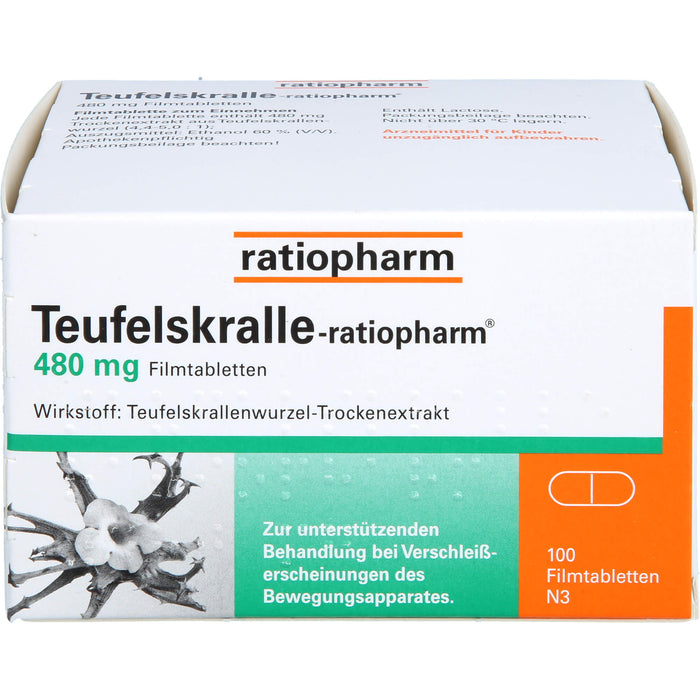 Teufelskralle-ratiopharm Filmtabletten bei Verschleißerscheinungen des Bewegungsapparates, 100 pcs. Tablets