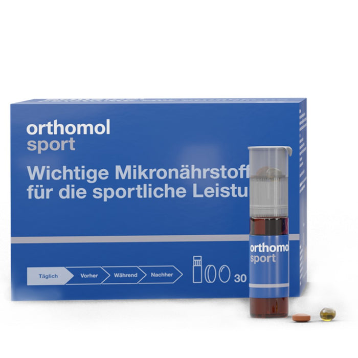 Orthomol Sport - Mikronährstoffe für sportliche Leistung - mit Magnesium, Vitamin D und B12 - Trinkampullen/Tabletten/Kapseln, 30 pc Portions quotidiennes