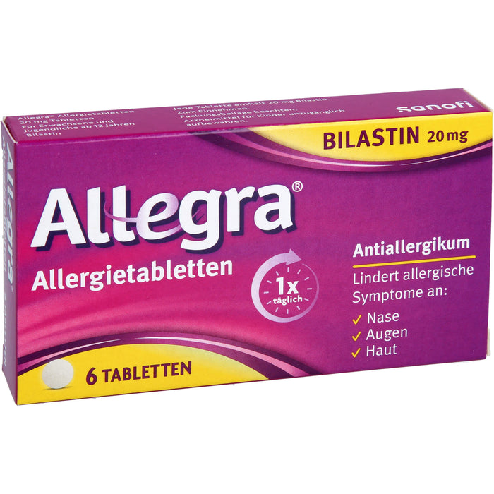 Allegra 20 mg Allergietabletten lindert allergische Symptome, 6 pc Tablettes