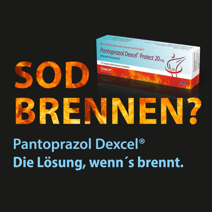 Pantoprazol Dexcel Protect 20 mg Tabletten bei Sodbrennen und saurem Aufstoßen, 14 pc Tablettes