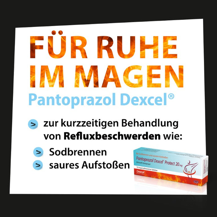 Pantoprazol Dexcel Protect 20 mg Tabletten bei Sodbrennen und saurem Aufstoßen, 14 pcs. Tablets