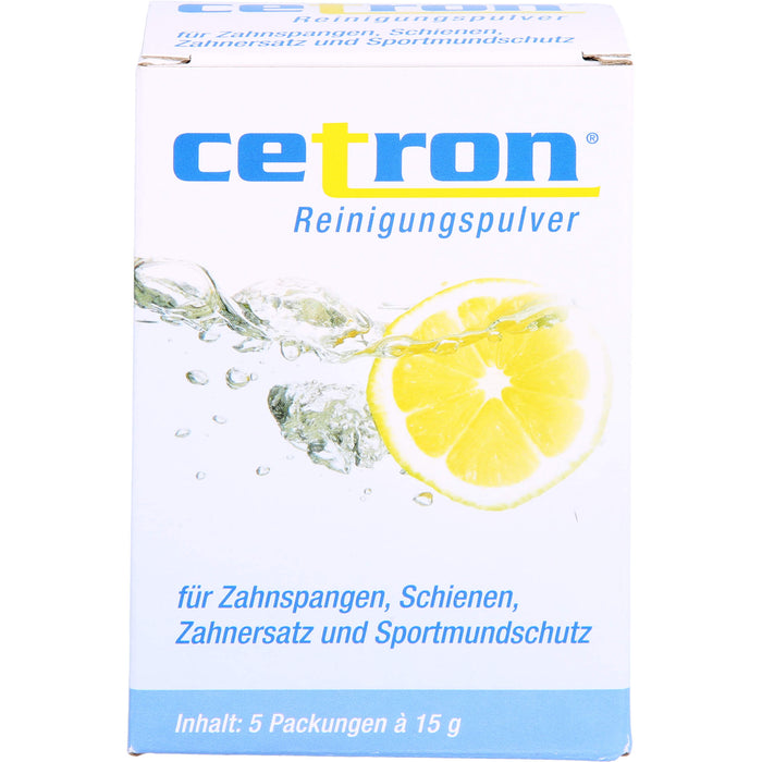 cetron Reinigungspulver für Zahnspangen, Schienen, Zahnersatz und Sportmundschutz, 5 pcs. Sachets