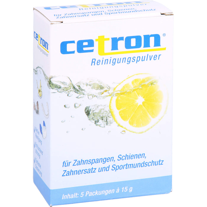 cetron Reinigungspulver für Zahnspangen, Schienen, Zahnersatz und Sportmundschutz, 5 pcs. Sachets