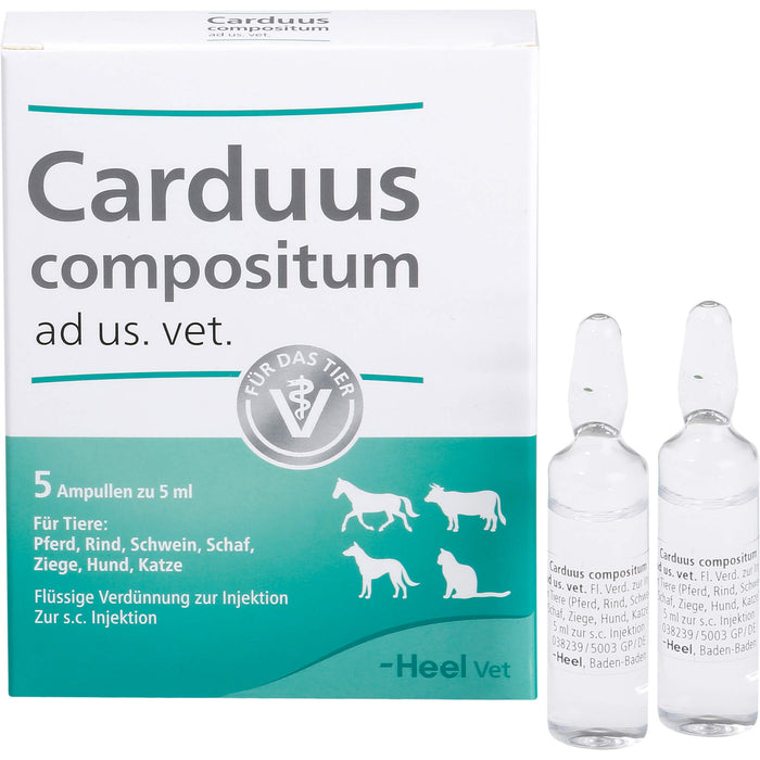 Heel Carduus compositum ad us. vet. flüssige Verdünnung für Pferd, Rind , Schwein, Ziege, Hund und Katze, 5 ml Solution