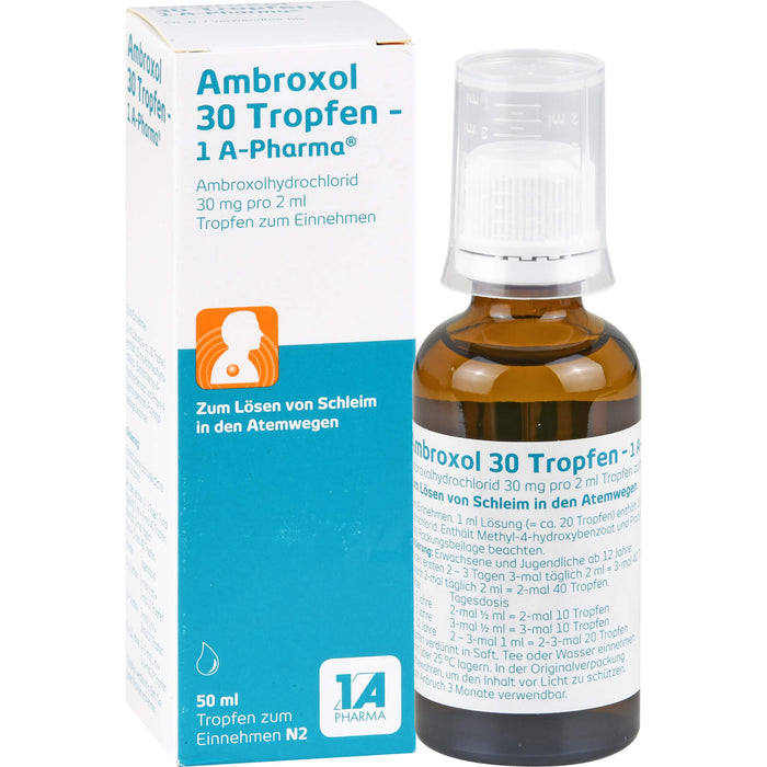 1A Pharma Ambroxol 30 Tropfen zum Lösen von Schleim in den Atemwegen, 50 ml Lösung