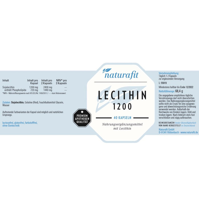 naturafit Lecithin 1200 Kapseln, 40 pc Capsules