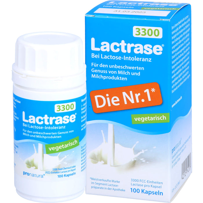 Lactrase 3300 vegetarisch bei Lactose-Intoleranz Kapseln, 100 pcs. Capsules