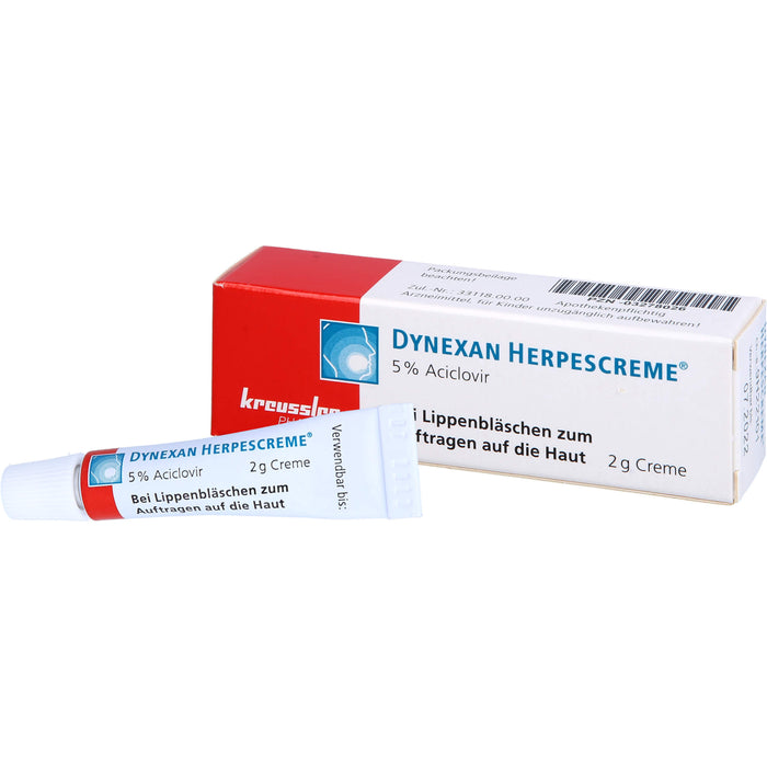 DYNEXAN Herpescreme mit 5 % Aciclovir bei Lippenbläschen, 2 g Cream