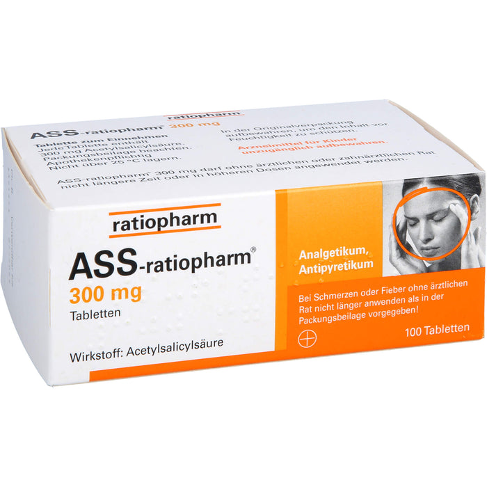 ASS-ratiopharm 300 mg Tabletten bei Schmerzen und Fieber, 100 pcs. Tablets