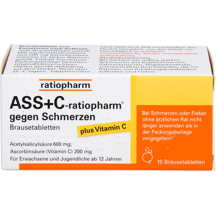 ASS + C-ratiopharm gegen Schmerzen Brausetabletten, 10 St. Tabletten