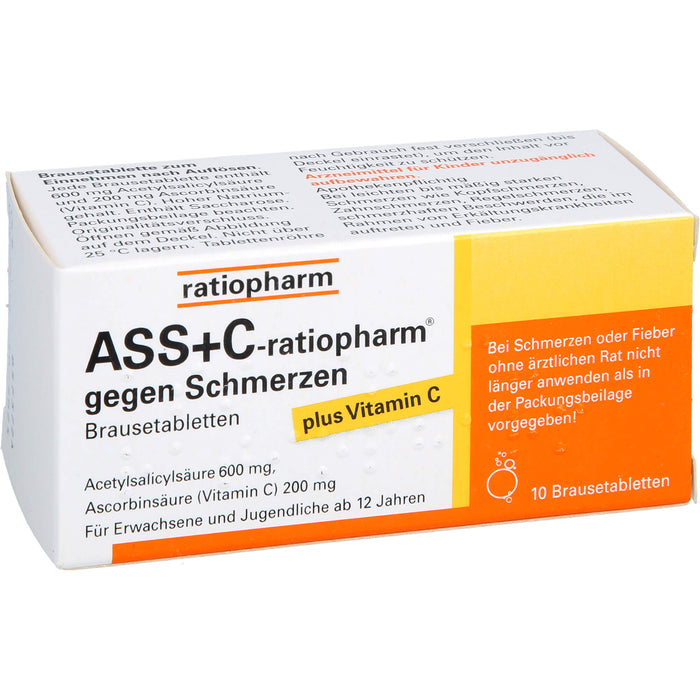 ASS + C-ratiopharm gegen Schmerzen Brausetabletten, 10 St. Tabletten