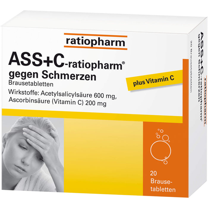 ASS+C-ratiopharm Brausetabletten gegen Schmerzen, 20 St. Tabletten