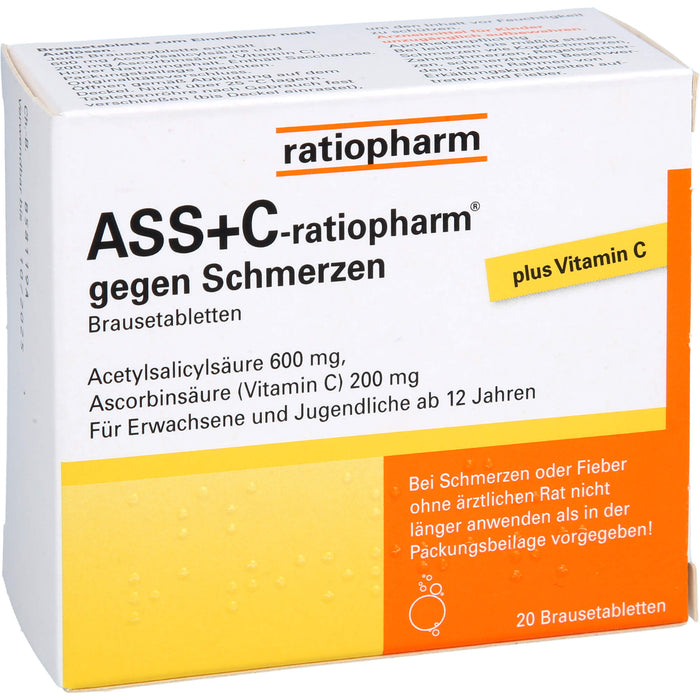 ASS+C-ratiopharm Brausetabletten gegen Schmerzen, 20 St. Tabletten