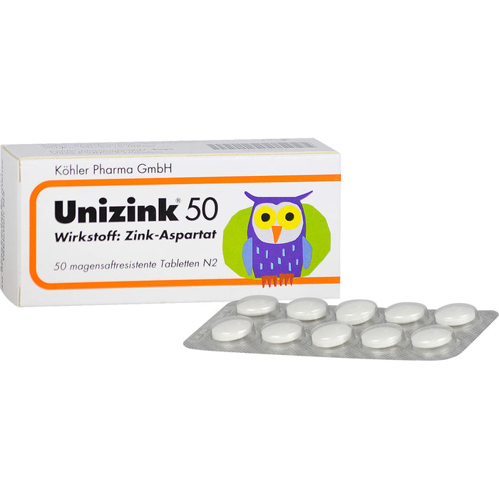 Unizink 50 mg magensaftresistente Tabletten, 50 pc Tablettes