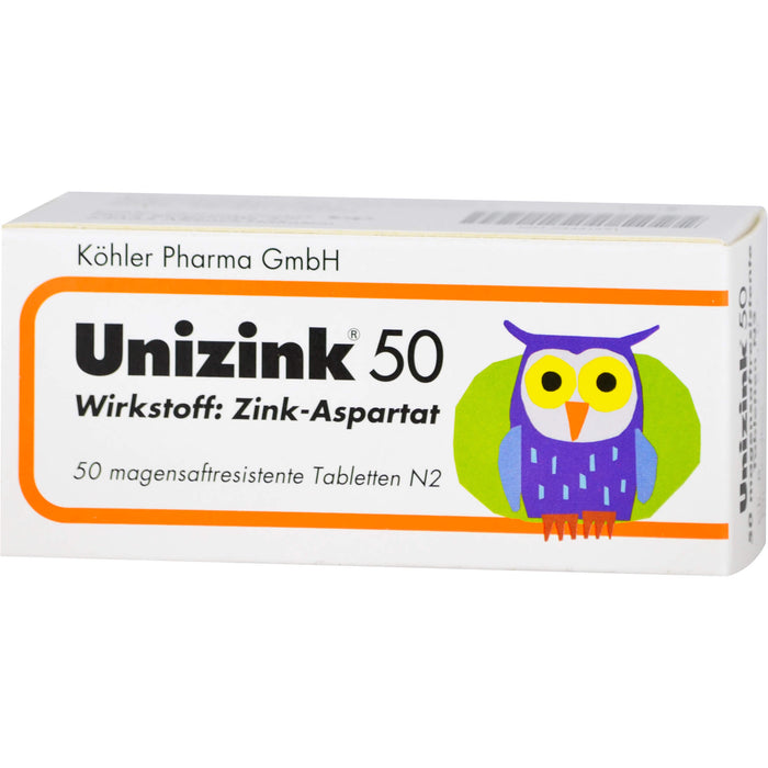 Unizink 50 mg magensaftresistente Tabletten, 50 pcs. Tablets