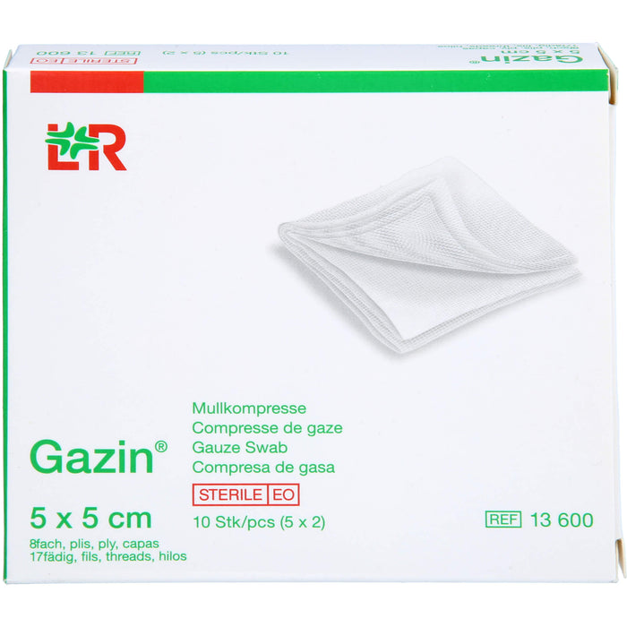 Gazin Mullkompressen 5 x 5 cm 8fach steril, 10 pcs. Compresses