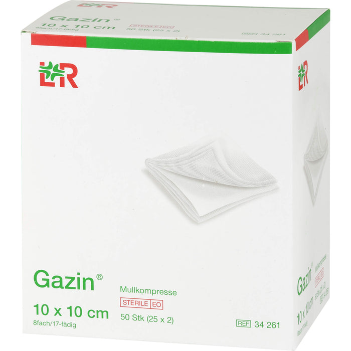 Gazin steril 10 x 10 cm 8 fach Mullkompressen, 50 pcs. Compresses