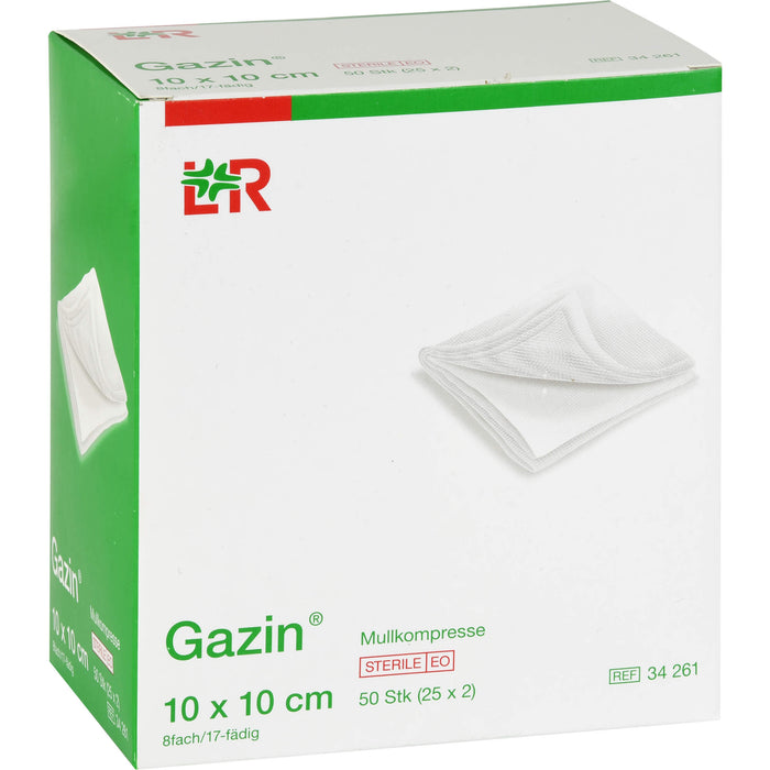 Gazin steril 10 x 10 cm 8 fach Mullkompressen, 50 pc Compresses