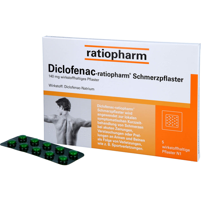 Diclofenac-ratiopharm Schmerzpflaster, 140 mg wirkstoffhaltiges Pflaster, 5 pcs. Patch