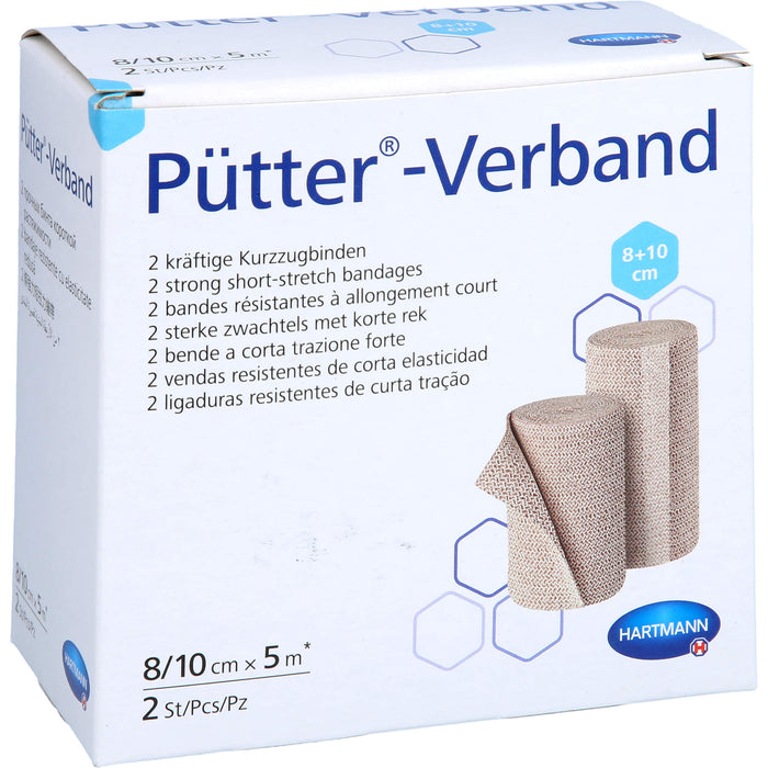 Pütter-Verband kräftige Kurzzugbinden 8 - 10 cm x 5 m, 2 St. Packung