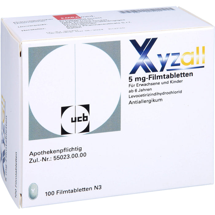 Xyzall 5 mg Emra Filmtabletten bei Allergien, 100 pc Tablettes