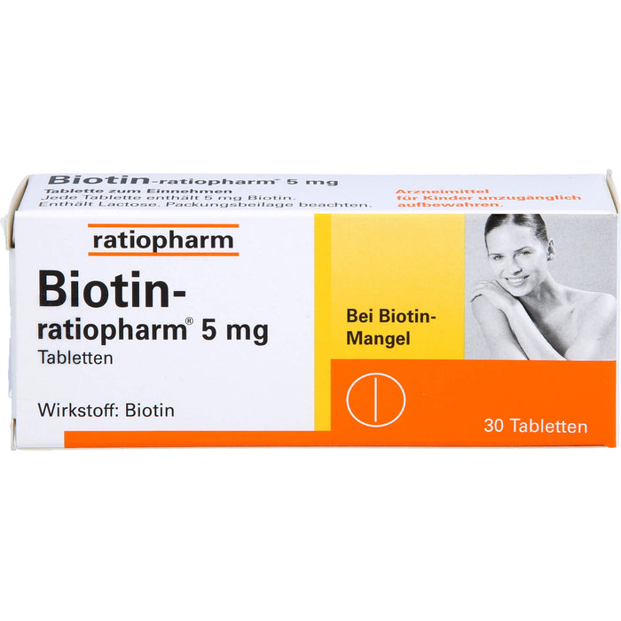 Biotin-ratiopharm 5 mg Tabletten bei Biotin-Mangel, 30 pc Tablettes