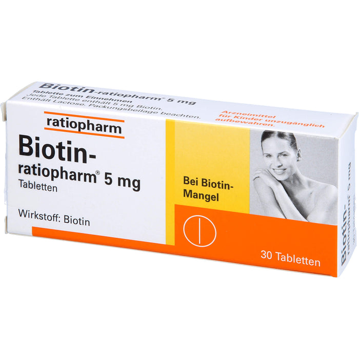 Biotin-ratiopharm 5 mg Tabletten bei Biotin-Mangel, 30 pcs. Tablets