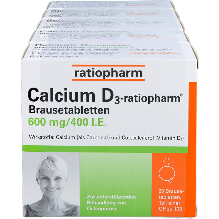 Calcium D3-ratiopharm Brausetabletten bei Osteoporose, 100 pc Tablettes