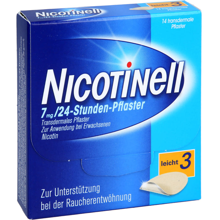 Nicotinell 7 mg/24-Stunden-Pflaster (bisher 17,5 mg) Stärke 3 (leicht), 14 pc Pansement