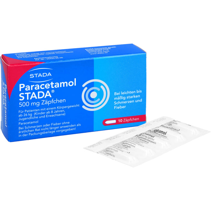 Paracetamol STADA 500 mg Zäpfchen bei Schmerzen und Fieber, 10 St. Zäpfchen