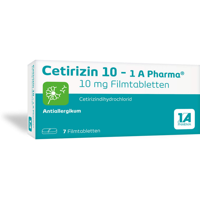 1 A Pharma Cetirizin 10 mg Filmtabletten bei Allergien, 7 pc Tablettes