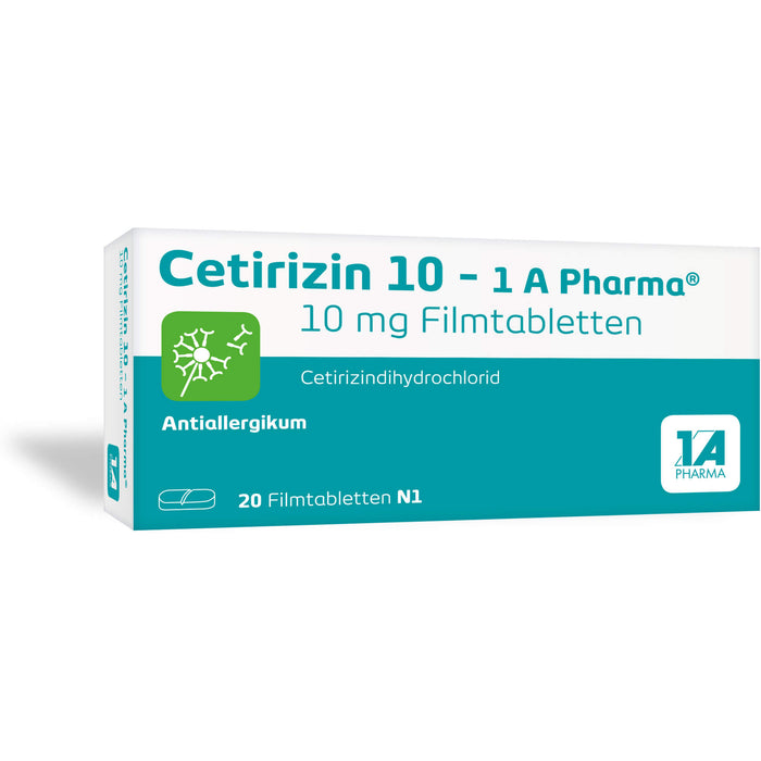 Cetirizin 10 - 1 A Pharma Filmtabletten Antiallergikum, 20 St. Tabletten