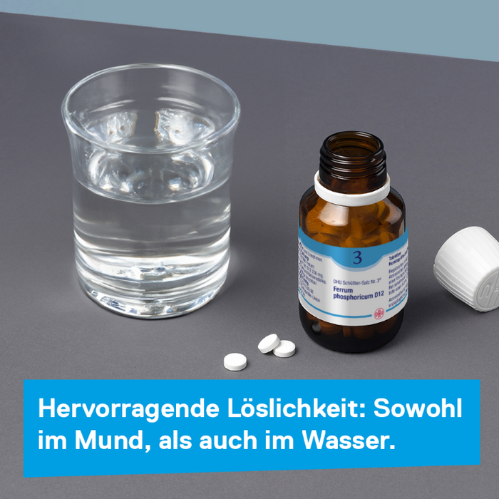 DHU Schüßler-Salz Nr. 3 Ferrum phosphoricum D3 – Das Mineralsalz des Immunsystems – das Original – umweltfreundlich im Arzneiglas, 200 pcs. Tablets