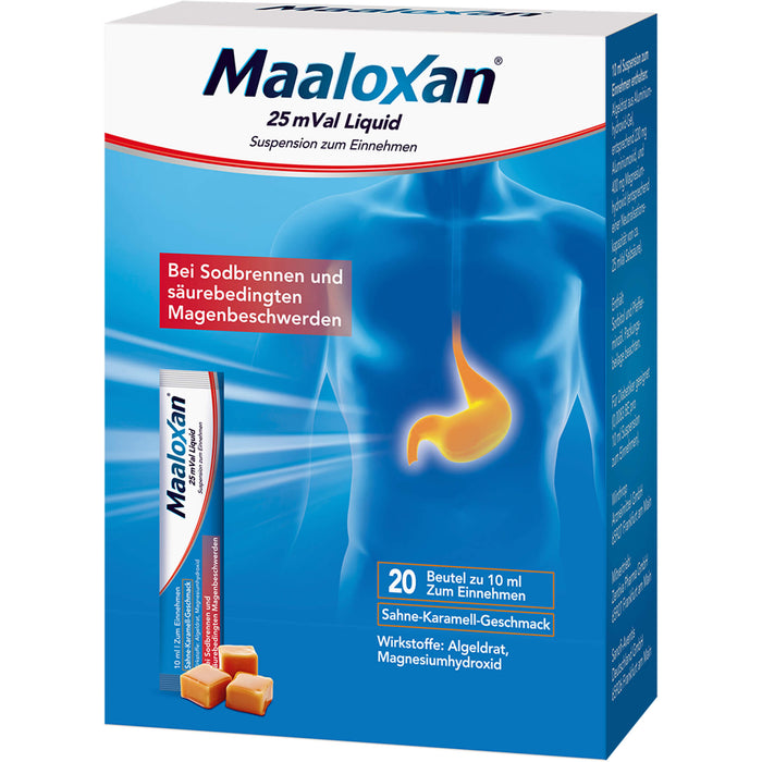 Maaloxan 25 mVal Suspension Sahne-Karamell bei Sodbrennen, 20 pc Sachets