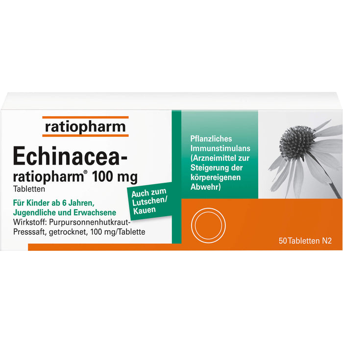 Echinacea-ratiopharm 100 mg Tabletten zur Steigerung der körpereigenen Abwehr, 50 St. Tabletten