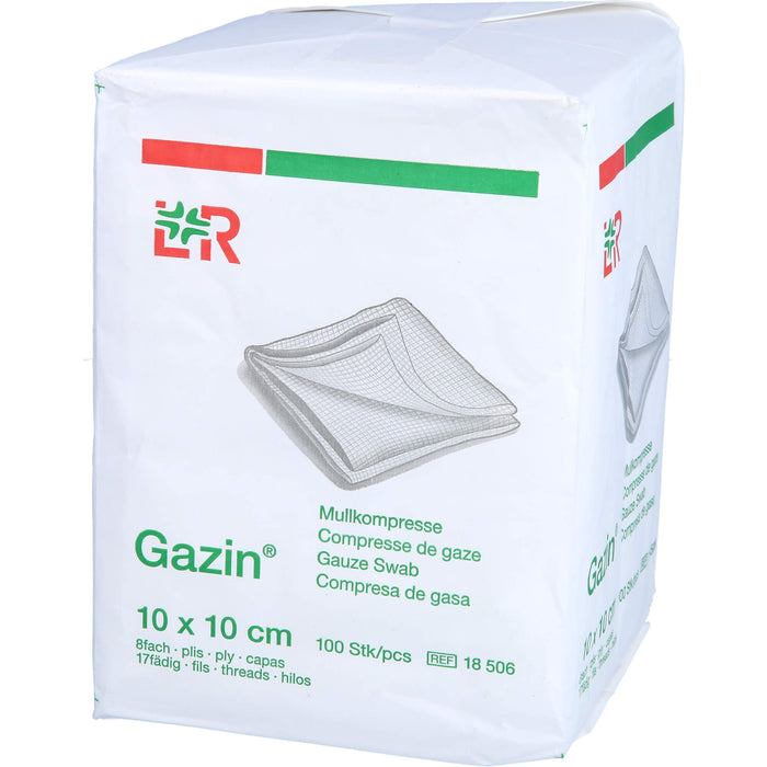 Gazin Mullkompresse 10 cm x 10 cm steril 8fach, 100 pcs. Compresses