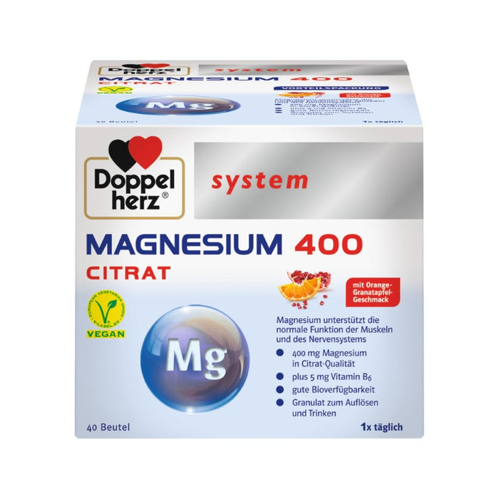 Doppelherz system Magnesium 400 Citrat trinkfertiges Granulat, 40 pcs. Sachets